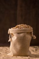 Oatmeal in small burlap sack
